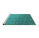 Sideview of Machine Washable Oriental Turquoise Industrial Area Rugs, wshurb2475turq