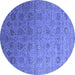 Round Oriental Blue Industrial Rug, urb2475blu