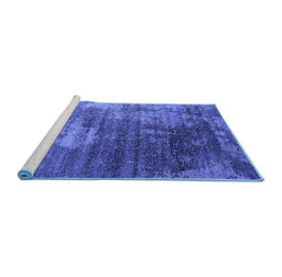 Sideview of Machine Washable Oriental Blue Industrial Rug, wshurb2476blu