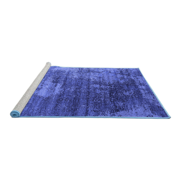 Sideview of Machine Washable Oriental Blue Industrial Rug, wshurb2476blu