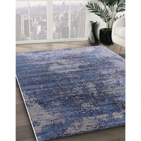 Mid-Century Modern Purple Navy Blue Oriental Rug, urb2476