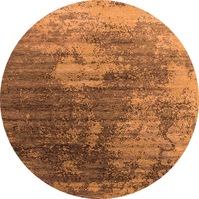 Round Machine Washable Oriental Orange Industrial Area Rugs, wshurb2476org