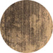 Round Oriental Brown Industrial Rug, urb2476brn