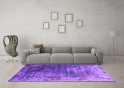 Machine Washable Oriental Purple Industrial Area Rugs in a Living Room, wshurb2476pur