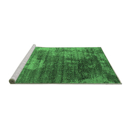 Sideview of Machine Washable Oriental Emerald Green Industrial Area Rugs, wshurb2476emgrn