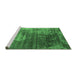 Sideview of Machine Washable Oriental Emerald Green Industrial Area Rugs, wshurb2476emgrn