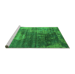 Sideview of Machine Washable Oriental Green Industrial Area Rugs, wshurb2476grn