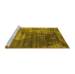Sideview of Machine Washable Oriental Yellow Industrial Rug, wshurb2476yw