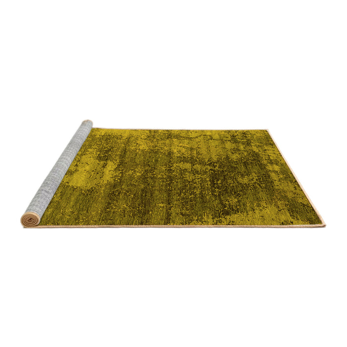 Sideview of Machine Washable Oriental Yellow Industrial Rug, wshurb2476yw