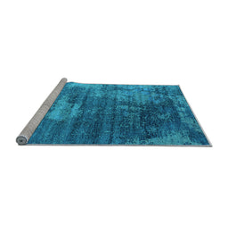 Sideview of Machine Washable Oriental Light Blue Industrial Rug, wshurb2476lblu