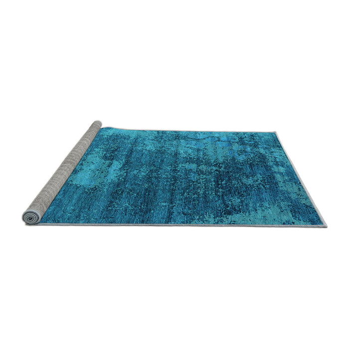 Sideview of Machine Washable Oriental Light Blue Industrial Rug, wshurb2476lblu