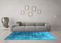 Machine Washable Oriental Light Blue Industrial Rug, wshurb2476lblu