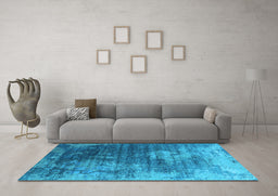 Machine Washable Oriental Light Blue Industrial Rug in a Living Room, wshurb2476lblu