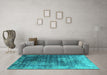 Machine Washable Oriental Turquoise Industrial Area Rugs in a Living Room,, wshurb2476turq