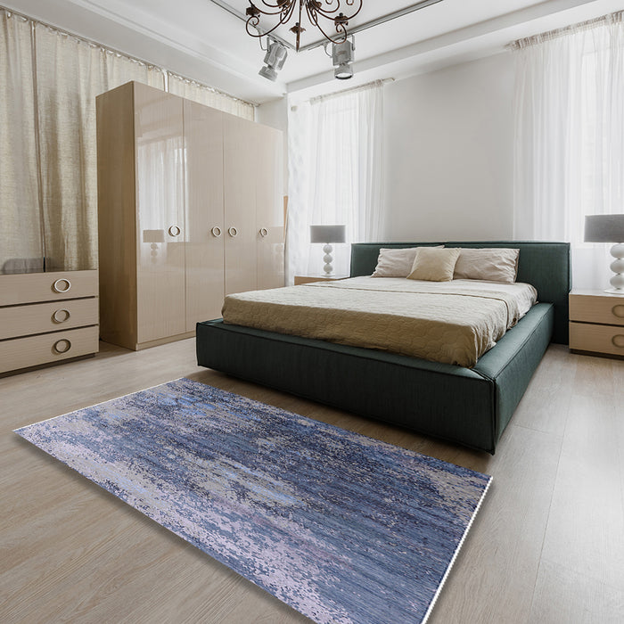 Machine Washable Industrial Modern Purple Navy Blue Rug in a Bedroom, wshurb2476