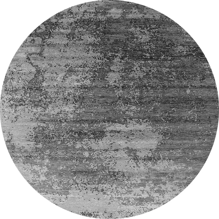 Round Machine Washable Oriental Gray Industrial Rug, wshurb2476gry