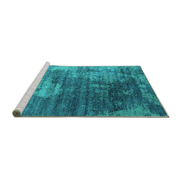Sideview of Machine Washable Oriental Turquoise Industrial Area Rugs, wshurb2476turq