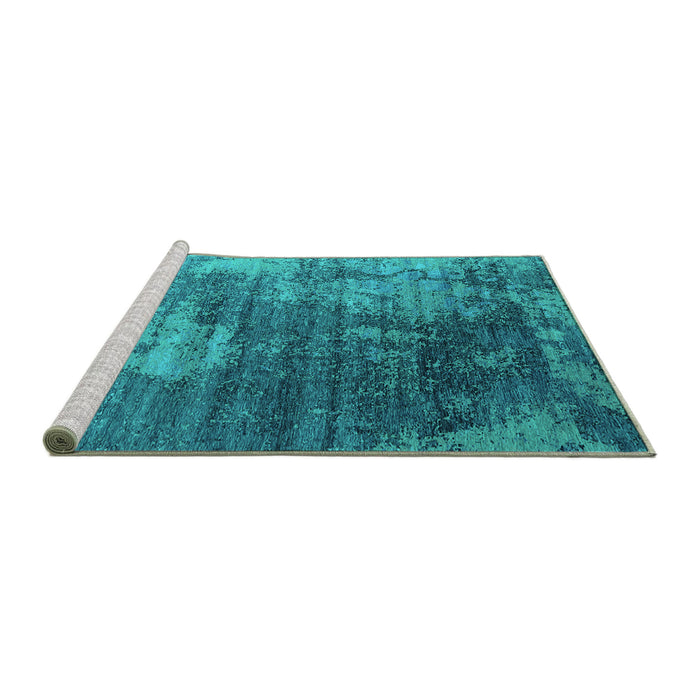 Sideview of Machine Washable Oriental Turquoise Industrial Area Rugs, wshurb2476turq