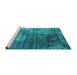 Sideview of Machine Washable Oriental Turquoise Industrial Area Rugs, wshurb2476turq