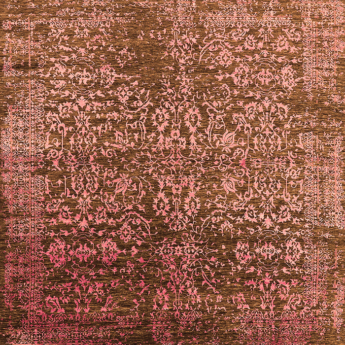Square Machine Washable Oriental Orange Industrial Area Rugs, wshurb2477org