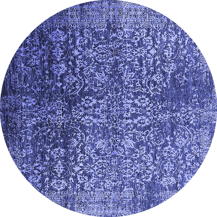 Round Oriental Blue Industrial Rug, urb2477blu