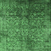 Square Machine Washable Oriental Emerald Green Industrial Area Rugs, wshurb2477emgrn