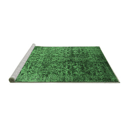 Sideview of Machine Washable Oriental Emerald Green Industrial Area Rugs, wshurb2477emgrn