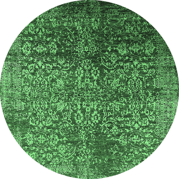 Round Oriental Emerald Green Industrial Rug, urb2477emgrn