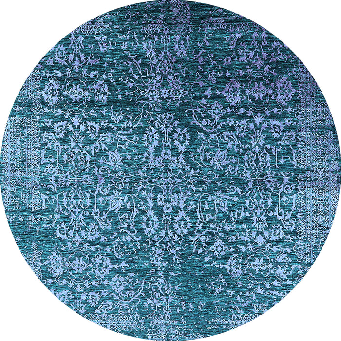 Round Oriental Light Blue Industrial Rug, urb2477lblu