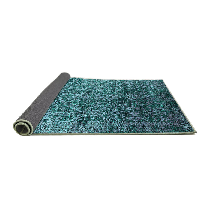 Sideview of Oriental Turquoise Industrial Rug, urb2477turq