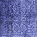 Square Machine Washable Oriental Blue Industrial Rug, wshurb2477blu