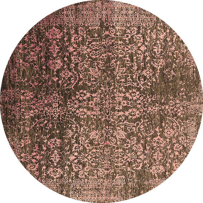 Round Oriental Brown Industrial Rug, urb2477brn
