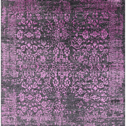 Square Mid-Century Modern Plum Purple Oriental Rug, urb2477