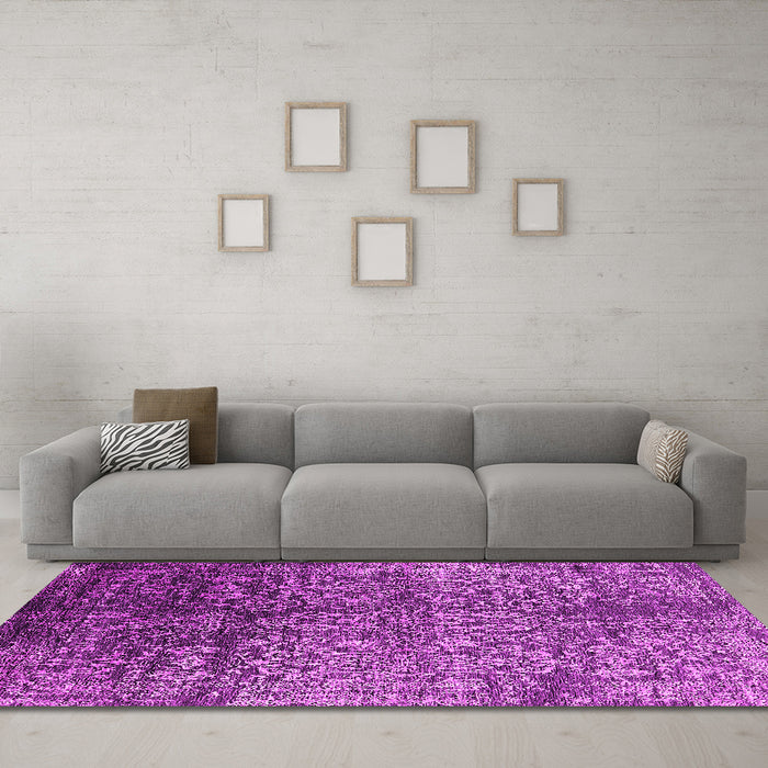 Machine Washable Oriental Pink Industrial Rug in a Living Room, wshurb2477pnk