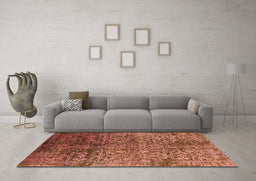 Machine Washable Oriental Orange Industrial Area Rugs in a Living Room, wshurb2477org