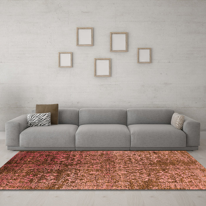 Machine Washable Oriental Orange Industrial Area Rugs in a Living Room, wshurb2477org