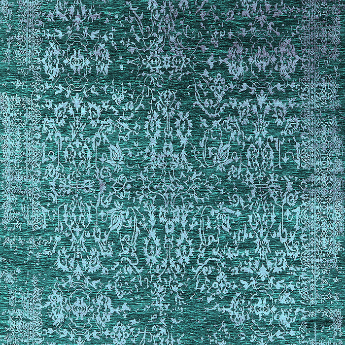 Machine Washable Oriental Turquoise Industrial Area Rugs, wshurb2477turq
