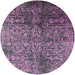 Round Mid-Century Modern Plum Purple Oriental Rug, urb2477