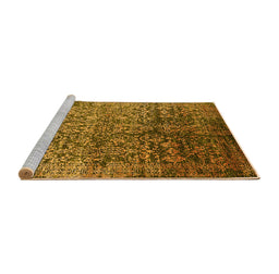 Sideview of Machine Washable Oriental Yellow Industrial Rug, wshurb2477yw
