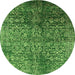 Round Oriental Green Industrial Rug, urb2477grn