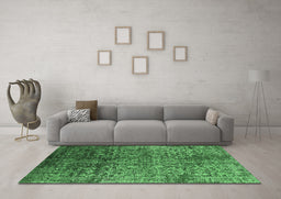 Machine Washable Oriental Emerald Green Industrial Area Rugs in a Living Room,, wshurb2477emgrn