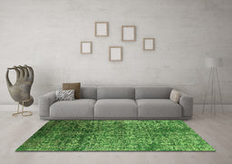 Machine Washable Oriental Green Industrial Area Rugs in a Living Room,, wshurb2477grn
