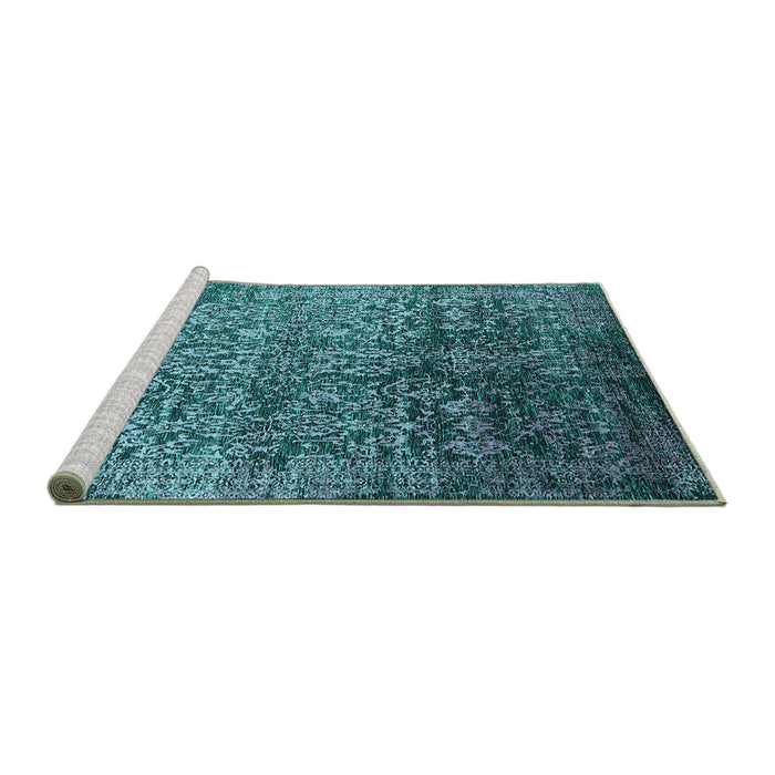 Sideview of Machine Washable Oriental Turquoise Industrial Area Rugs, wshurb2477turq