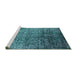 Sideview of Machine Washable Oriental Turquoise Industrial Area Rugs, wshurb2477turq