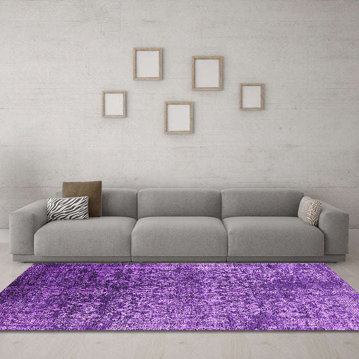 Machine Washable Oriental Purple Industrial Area Rugs in a Living Room, wshurb2477pur