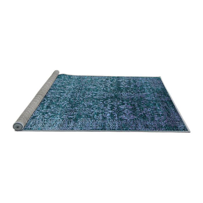 Sideview of Machine Washable Oriental Light Blue Industrial Rug, wshurb2477lblu