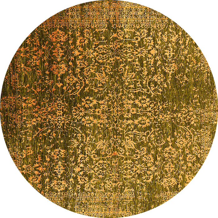 Round Oriental Yellow Industrial Rug, urb2477yw