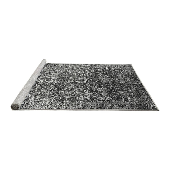 Sideview of Machine Washable Oriental Gray Industrial Rug, wshurb2477gry