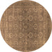 Round Oriental Brown Industrial Rug, urb2478brn