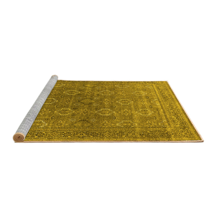 Sideview of Machine Washable Oriental Yellow Industrial Rug, wshurb2478yw